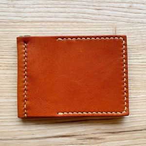 Handmade Leather Bill Fold - Red